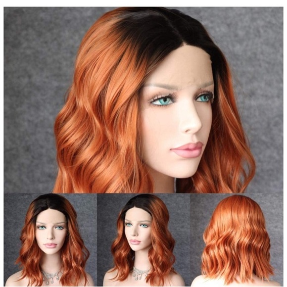 14” Black Roots-Copper Brown LaceFront Wigs